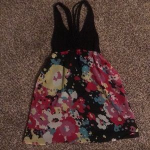 Water colored floral v-neck dress
